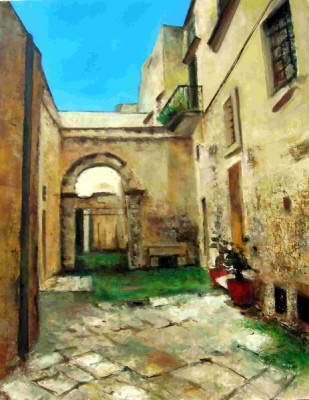 Lecce (vicoli) 35 x 45 olio - Opera del pittore Stefano Tamburini